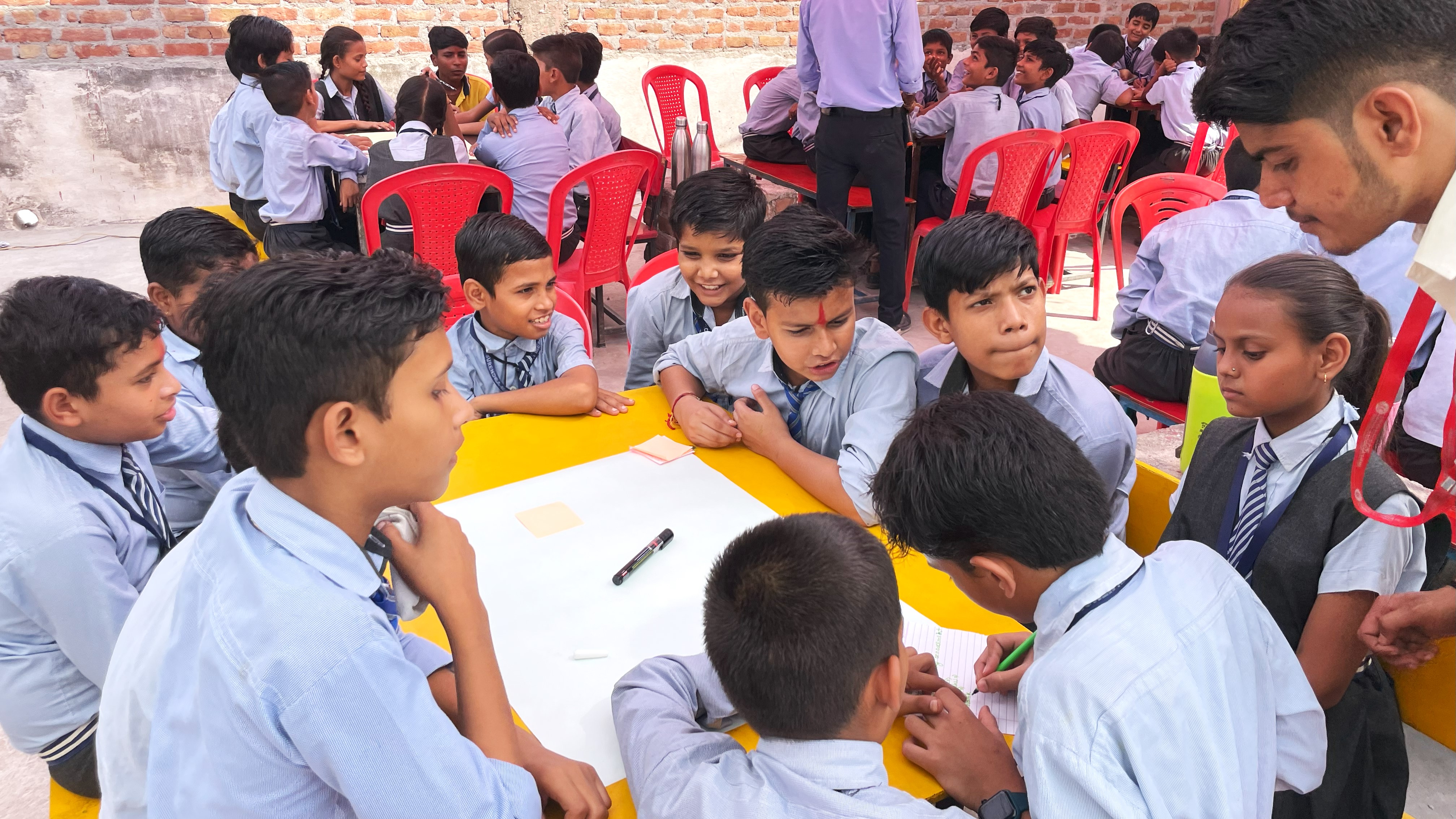 Children engaged in education program